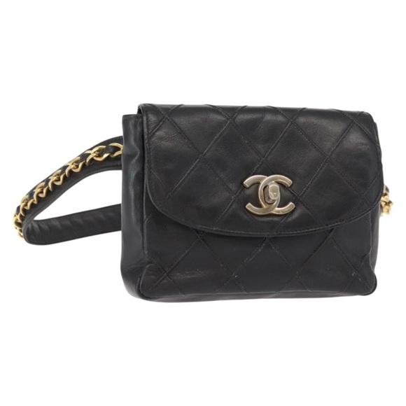 CHANEL Vintage‎ Flap Waist Belt Bag- Lambskin Black - Picture 3 of 13